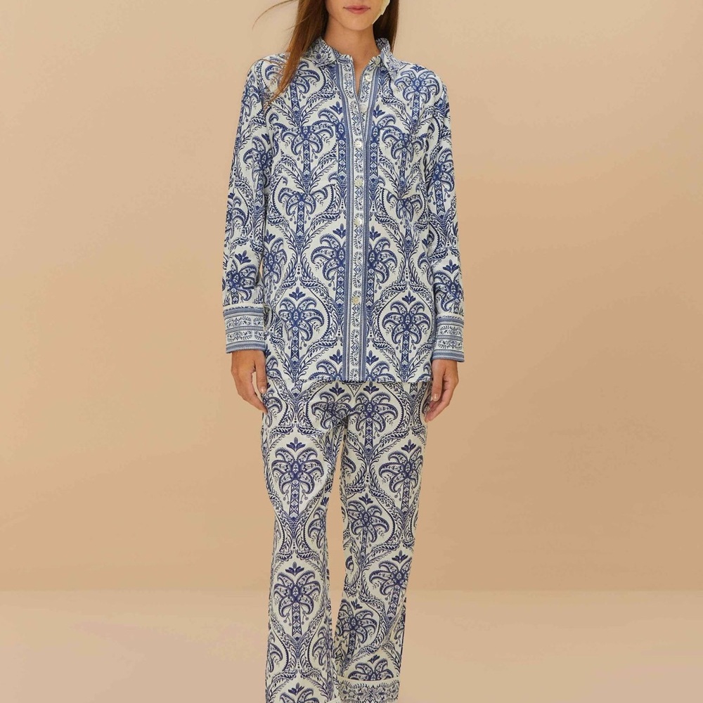 FARM Rio Blue and White Paisley Trousers and Button up Shirt